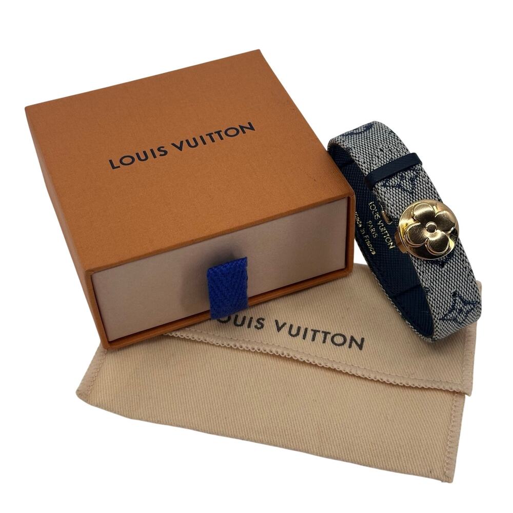 Louis Vuitton LV Mini Lin Monogram Good Luck Bracelet Navy